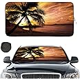 Gven Windshield Sun Shade, Car Front Window Shades Cute Sunshade Windshield Cover Sun Visor Shield Block Automotive Interior Protector Blocks UV Rays for Car Pickup Truck SUV (Sunset Yellow,S)