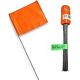 Fluorescent Orange Yard Marking Flags - 4x5x15 Inch Marker Flags - 100 Pack - Markers For Lawn, Irrigation, Landscaping, Surv