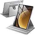 JETech Rotating Case for Samsung Galaxy Tab S10 FE / S9 FE 10.9-Inch / S9 11-Inch with S Pen Holder, 360 Degree Rotation Protective Stand Cover Clear Back, Auto Wake/Sleep (Silver)