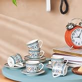 KARACA Beylerbeyi Turkish Coffee Cup Set for 6 People - 12 Piece Cups with Saucers - Small Porcelain Espresso Set - Ideal for Serving Greek, Arabic Coffee (2.7 fl oz)
