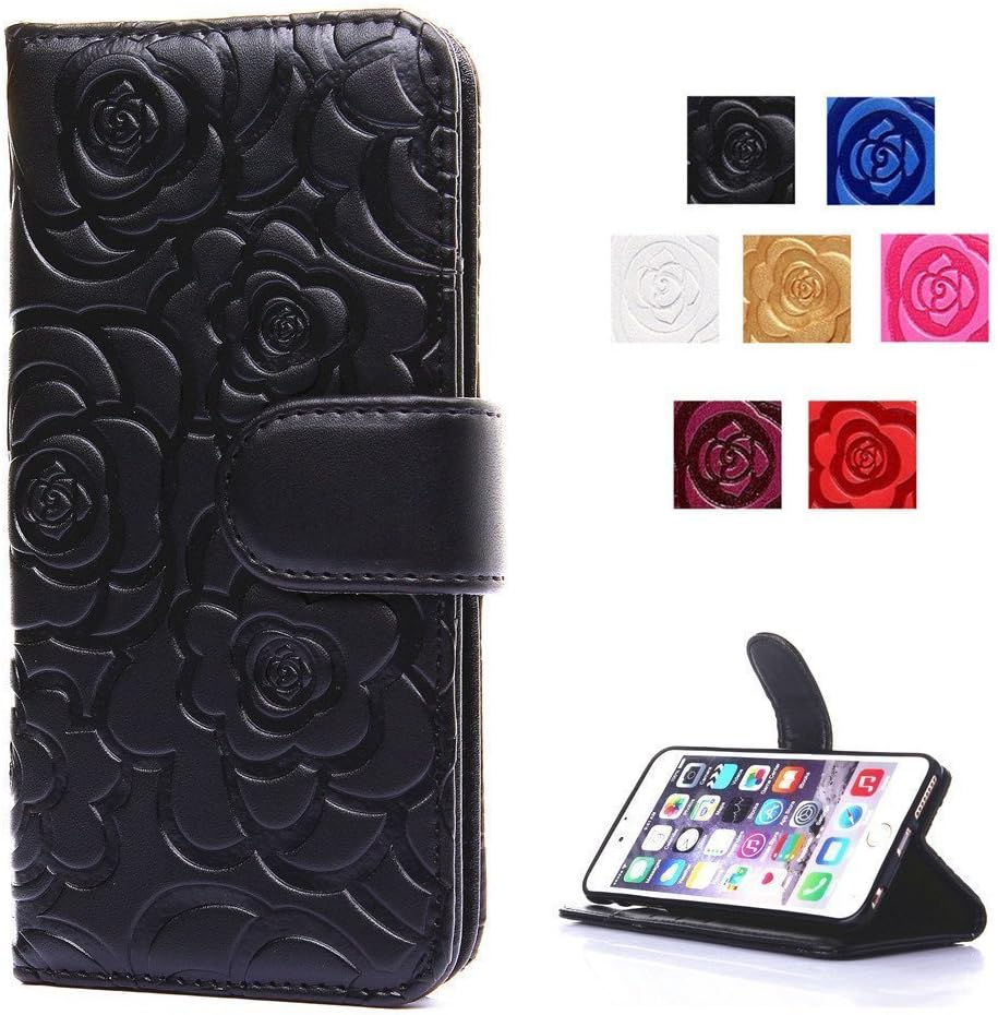 PaILeDou iPhone 6s Plus Case, Premium Vintage 3D Embossed Floral PU Leather Wallet Magnetic Smart Cover with Detachable Wrist Strap Card Slots Kickstand for Apple iPhone 6/6s Plus 5.5 Inch(Black)