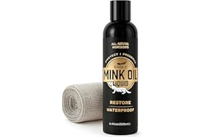 EAGLE Mink Oil Liquid Leather Conditioner 8oz with Cloth – Softens, Waterproofs & Preserves Boots, Shoes, Bags, Jackets & Furniture – Natural Leather & Vinyl Conditioner for Long-Lasting Protection