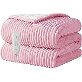 Texciting Heated Blanket Electric Blanket Throw 50”X60”-Heating Throw with 5 Heat Settings-3 Hours Auto Off,ETL Certified,Machine Washable (Pink)