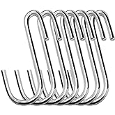 30 Pack 2.4 inches Heavy Duty S Hooks for Hanging, Pan Pot Holder Wire Shelves Rack Hooks for Hanging, S Shaped Hanger Metal Hooks for Kitchen Pots Utensils Jeans Clothes Bags Hats Towels Plants