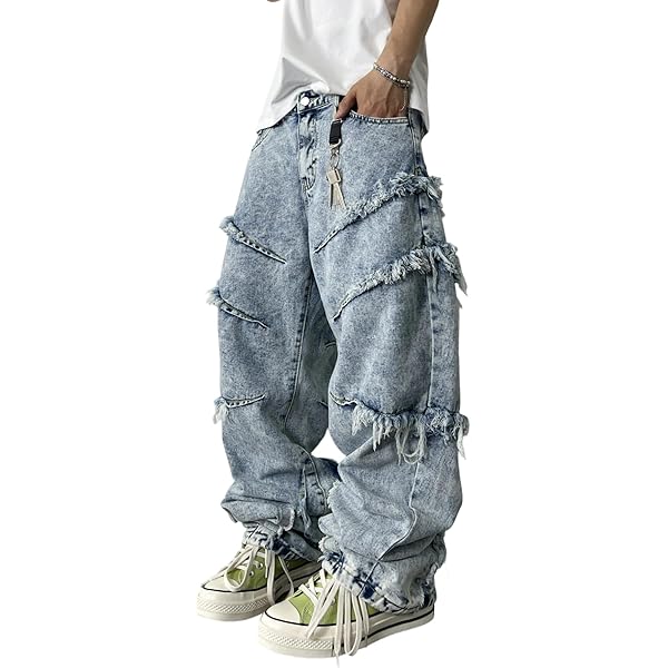 Amazon.com: Men's Baggy Jeans Y2K Vintage 90's Hip Hop Ripped