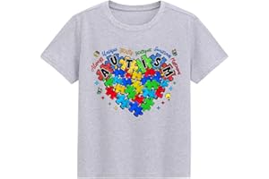 Boys Girls Autism Awareness Shirt Toddler Different is Beautiful Puzzle Heart Graphic Tee Kids Autistic Outfit Tops 4-7 Years