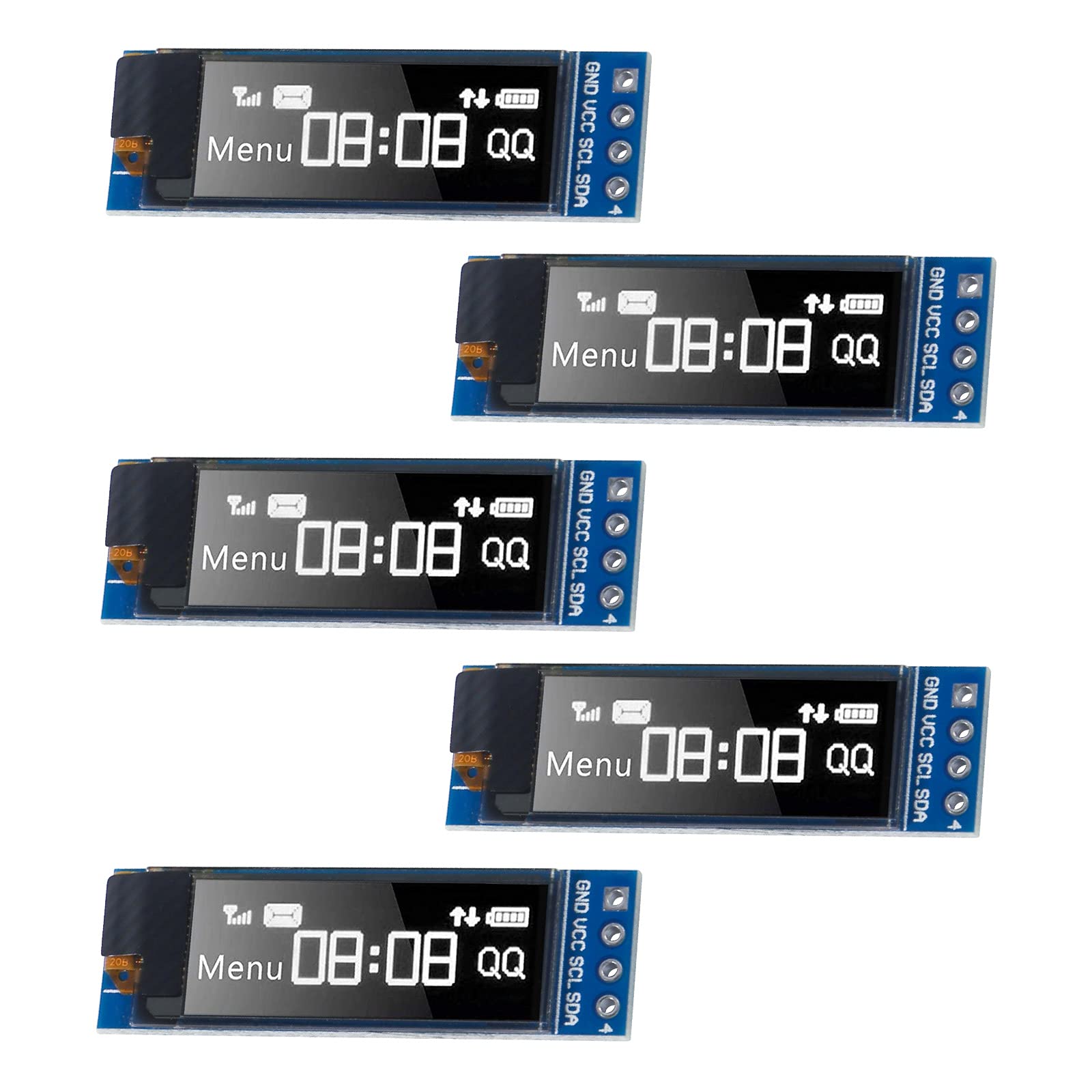 ALAMSCN 5PCS OLED Display Module 0.91 Inch IIC I2C OLED Screen Driver DC 3.3V-5V, White