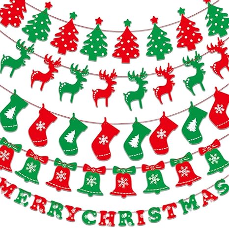 Amazon Co Jp クリスマスガーランド Atpwonz クリスマス 飾り 5種類 3 5m ベル トナカイ 靴下クリスマスツリー Merry Christmas 壁飾り イベント パーティー 店舗 ショップ 装飾 インテリア Diy 工具 ガーデン