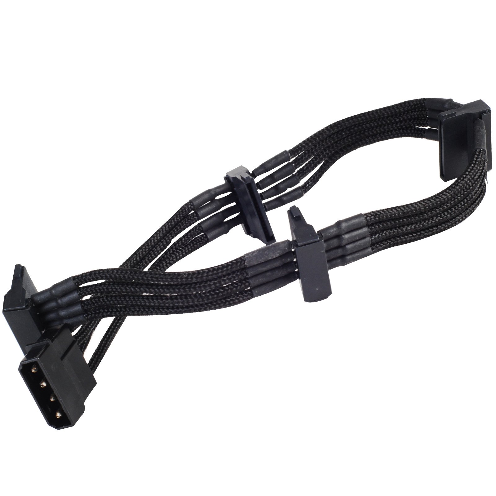 SilverStone SST-PP07-BTSB - 30cm Molex to 4x SATA Sleeved Extention Cable, black