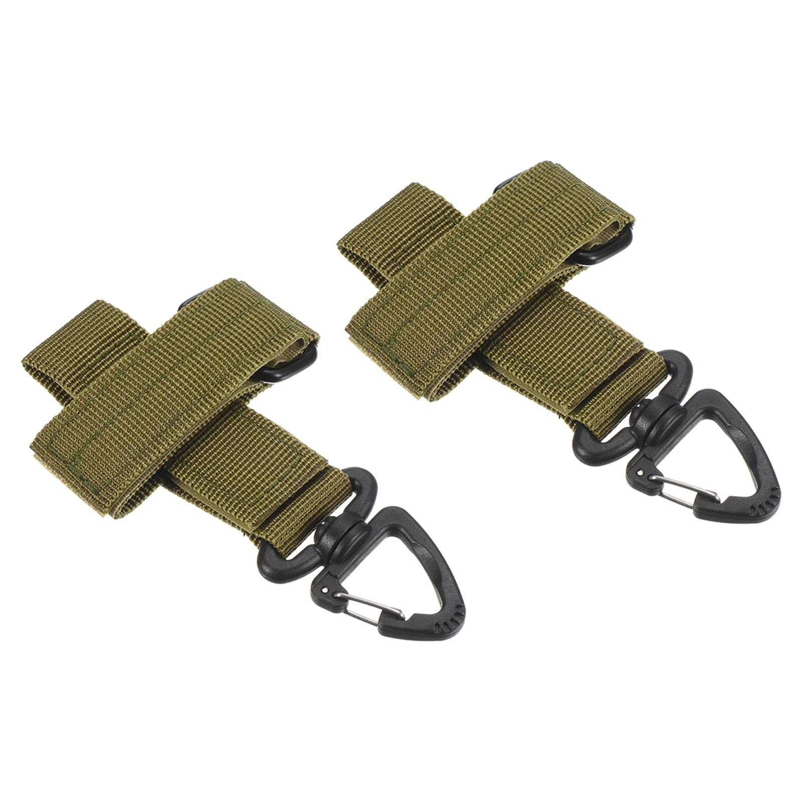 PATIKIL Glove Holder, 2Pcs Nylon Webbing Hanging Gear Buckle Glove Strap Keeper with Key Holder for Belt Outdoor Camping, Olive