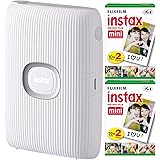 Fujifilm Instax Mini Link Smartphone Printer (Ash White) + Fuji Instax Mini Film (40 Sheets) - Instax Mini Link Printer Bundl