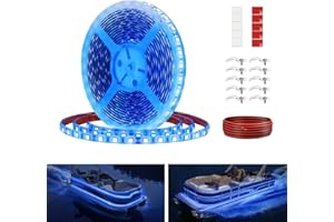 Vbakor Pontoon LED Strip Lights, 12V 5M/16.4FT Waterproof Marine LED Light Boat Interior Light, Boat Deck Light for Pontoon Fishing Boat, Extension Cable Included