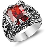 HZMAN Devil's Eye Ring for Men Biker Stainless Steel Gothic Punk Demon Claw Evil Eye Ring Halloween Jewelry Gift