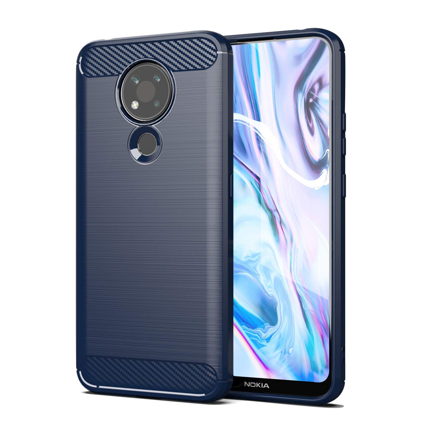 SCL Nokia 3.4 Case for Nokia 3.4 Case, Brushed Carbon Fibre Texture Anti-Scratch Shock Absorption Technology – Blue