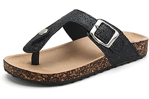 Torotto Boys Girls Glitter Slide Sandals Kids Flip Flops Cork Slipper with Adjustable Straps (Toddler/Little Kid/Big Kid)