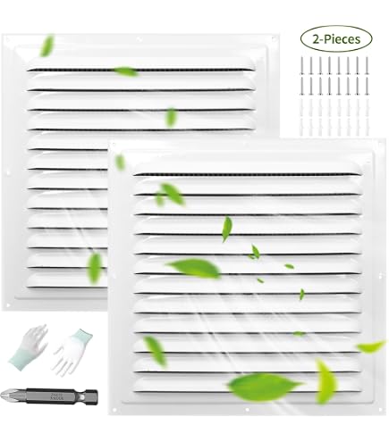 Vent Systems 5-Pack White Plastic Soffit Vent Cover – 4.53" Opening, 5.91" Overall Square Grille With Fly Screen For HVAC & Dryer Vents