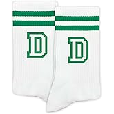 SSQBZU Striped Initial Socks with the Letter in Green, St. Patricks Day Socks Gifts for Family Friends, etc.