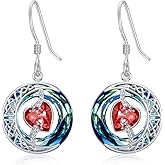 TOUPOP Birthstone Earrings for Women 925 Sterling Silver Moon and Star Dangle Earrings with Blue Crystal Birthday Jewelry Valentines Day Gifts for Her Mom Wife