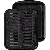 Broiler Pan for Oven Nonstick Porcelain Enamel Coated - W 12. 62" X L 16.75" GE WB48X10056 Replacement for Oven With Rack Withstands High Temperatures - Circulates Heat Evenly and Drains Fat