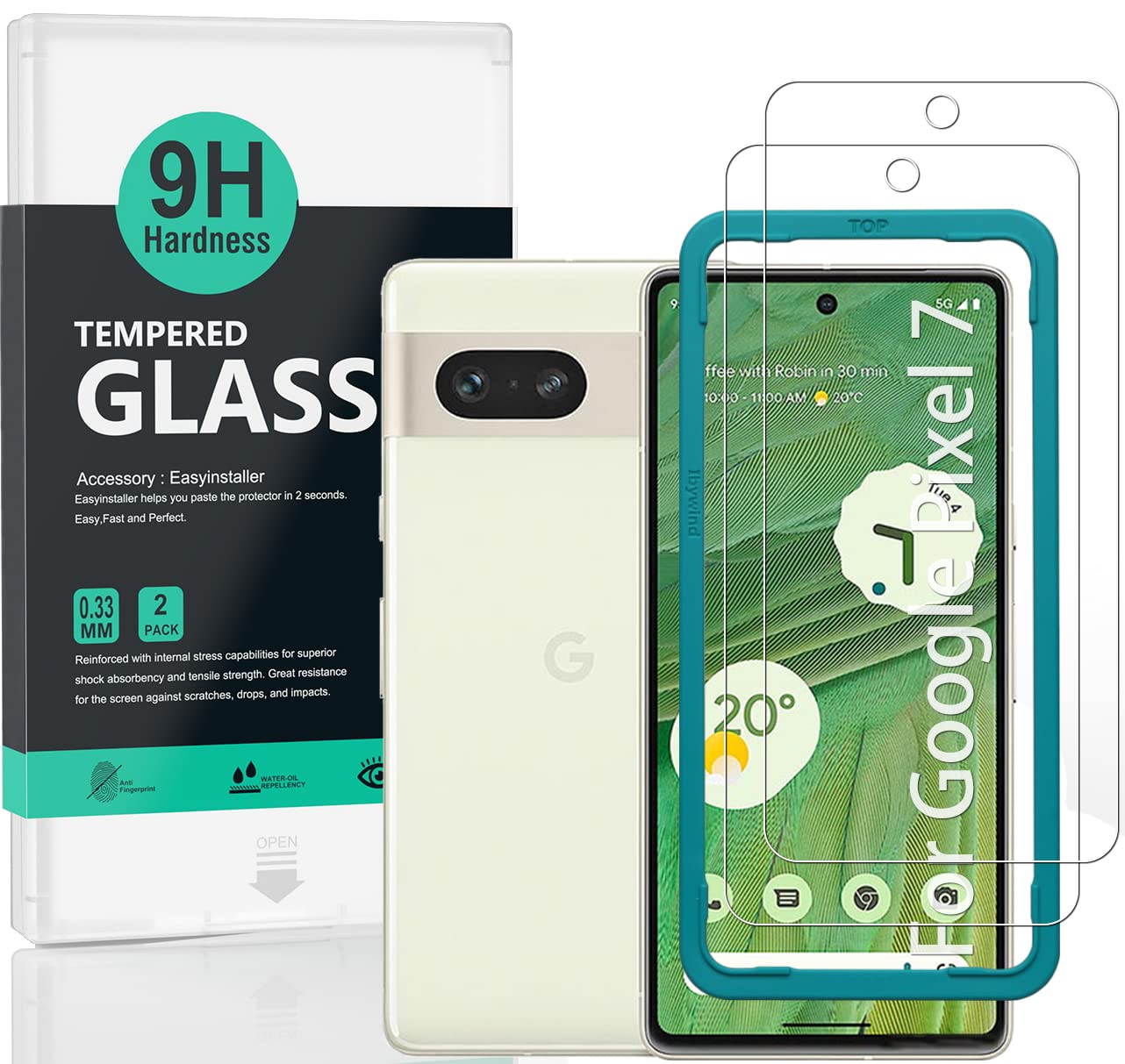 Ibywind Screen Protector For Google Pixel 7 5G 6.3"[2 Pack],9H Hardness Tempered Glass,Easy to Install — image 1