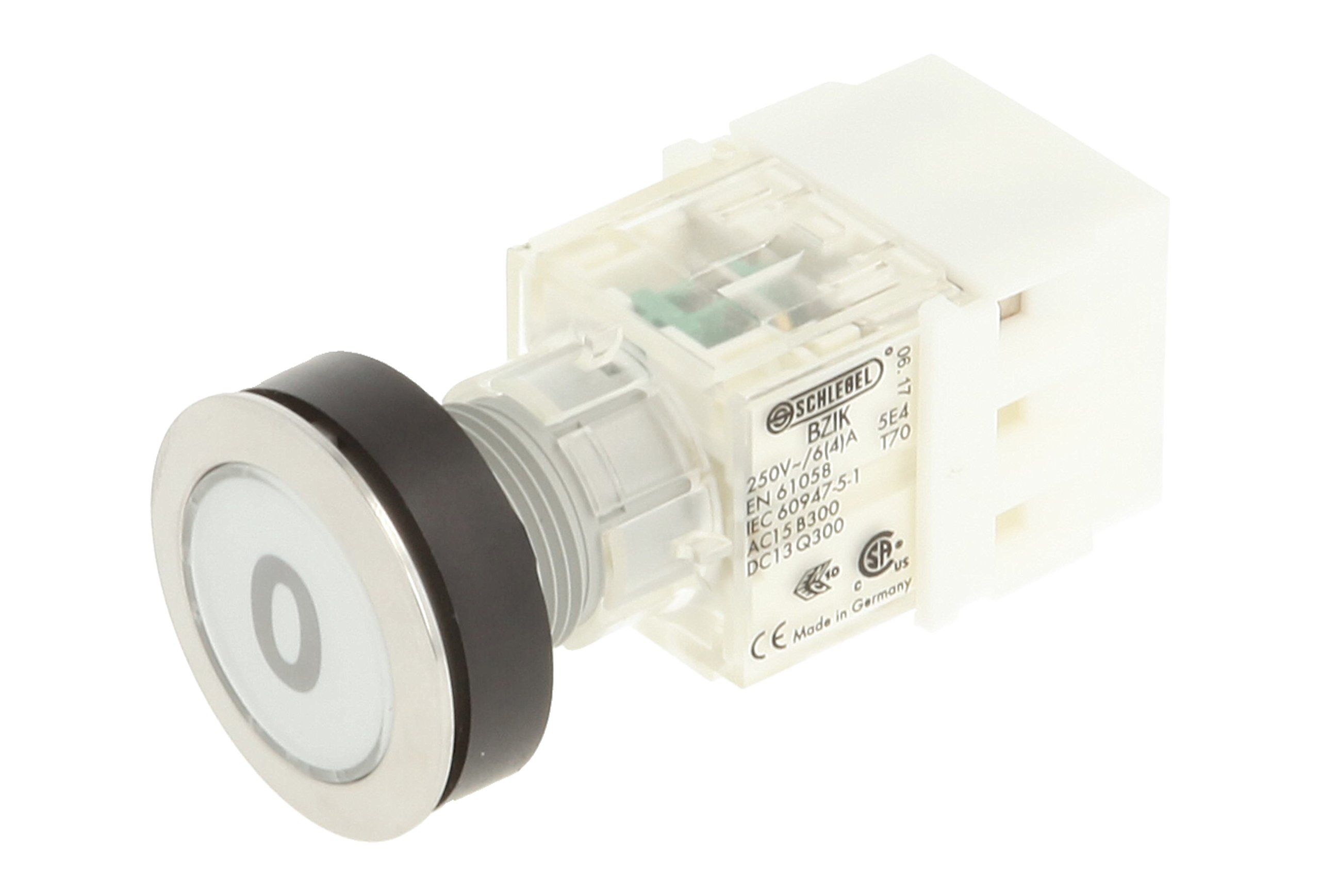 Schlegel 23.000.571 Push Button Stainless Steel, Button Cap Clear, Identification Plate 0, Push Contact Sensor 1 N/O Contact, Screw Connection