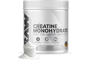 RAW Nutrition Creatine Monohydrate Powder, Unflavored (30 Servings) - Micronized Creatine Monohydrate Supplement for Workout Performance, Build Muscle & Strength - Creatine Powder for Men & Women