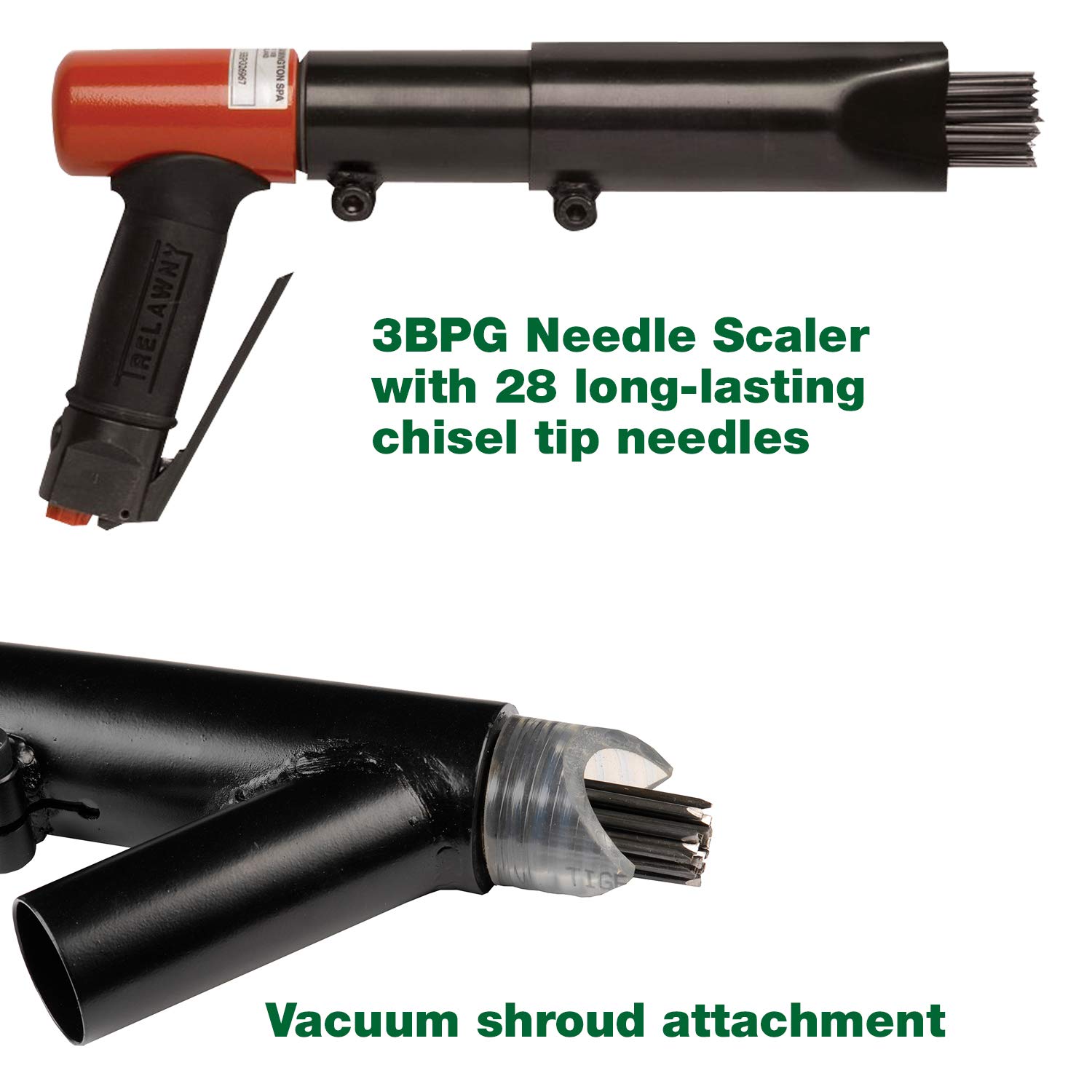 CS Unitec Needle Scaler Pistol Grip with Vacuum Shroud HeavyDuty