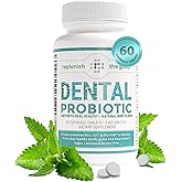 Dental Oral Probiotic, 60 Chewable Tablets - Supplements w/BLIS K12 & M18 - Bad Breath Treatment for Adults - Boosts Oral Health - Fights Halitosis, Tooth Decay, Strep Throat (Mint Flavor)