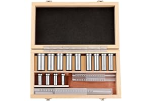 DNYIOVPL 22 Pcs Keyway Broach Set, Collared Bushing Shim Sets in Fitted Box, Metric Industrial Tools, Metric Size 4 pcs Broach 13 Collared Bushing 5 Gaskets, High Speed Steel Material Metalworking Tools