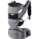 Sageky 2-in-1 Baby Carrier Hip Seat - Front Back Hip Carry - Ergonomic M Seat Posture - Breathable Mesh - Newborn to Toddler 
