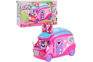 Disney Junior Minnie Mouse Bows-A-Glow Rolling Glamper 13-piece Figures and Playset, Kids Toys for Ages 3 Up, Amazon Exclusive by Just Play