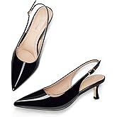 GENSHUO Kitten Heel Slingback Closed Pointed Toe Low Heels Pumps Women 2 Inch Short Strap Dressy Comfortable Wedding Dating Work Shoes
