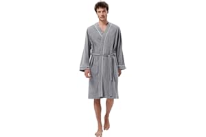 SIORO Men's Cotton Robe Lightweight, Soft Kimono Knee Length Bathrobes for Spa and House, M-XXL