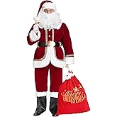 WeGuard Santa Claus Costume for Men Adult Santa Suit 11pcs Deluxe Professional Christmas Claus Suits Xmas Cosplay Outfit Set