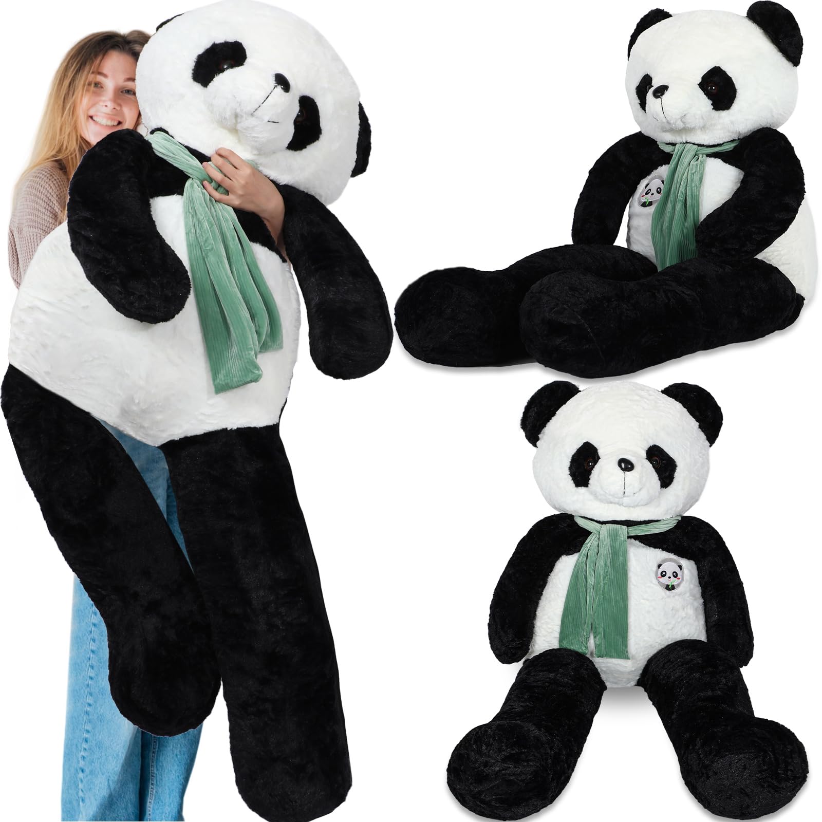 RoundFunny 63 Inch Christmas Tall Giant Plush Panda Gift Bear Giant ...