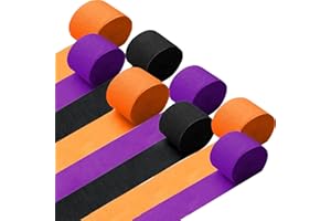 Kleeblatt Halloween Crepe Paper Streamers 8rolls, Halloween Party Decorations Backdrop, Black Orange Purple Paper Activities for Kids Art Supplies, Streamer Crafts for Adults