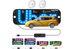 Loochica LED Light Sign for Car, Taxi Sign Light for Car Windshield, LED Car Sign Decal with Suction Cups, USB Plug for Vehicle, Trucks, SUVs, Vans - Blue