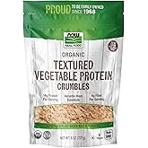 NOW Foods, Organic Textured Soy Protein Granules, Non-GMO, Versatile, Vegetable-Sourced Protein, 8-Ounce (Packaging May Vary)