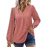 siliteelon Womens Long Sleeve Tunic Tops for Fall Fashion 2026 V-Neck Loose Fit Boho Shirt for Casual Holiday Dressy Work
