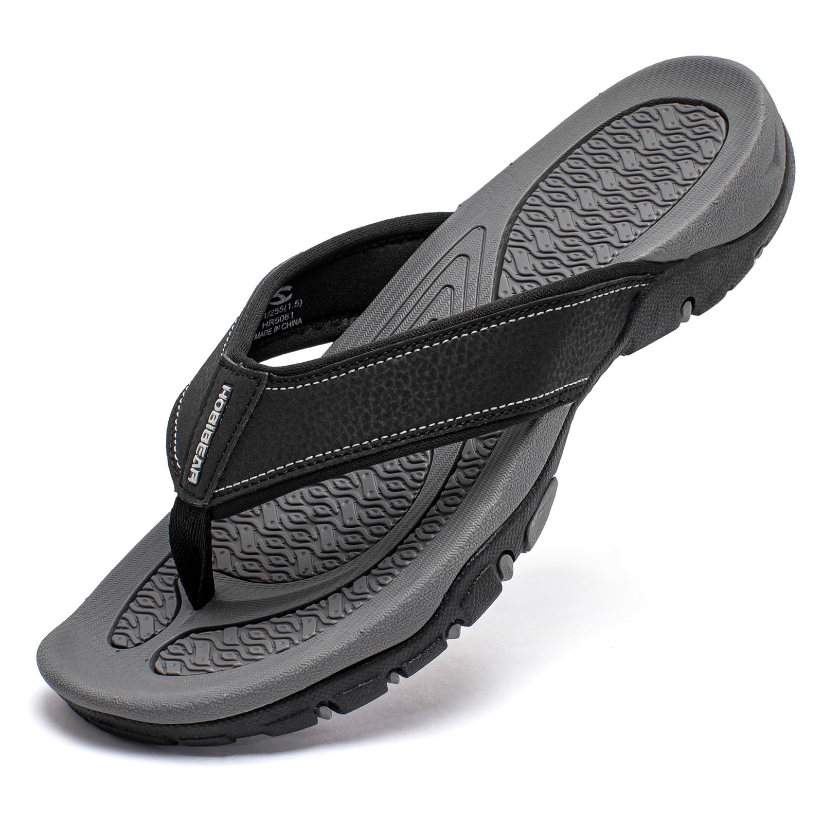 Photo 1 of GUBARUN Mens Sport Flip Flops Comfort Casual Thong Sandals Outdoor81Grey Black12