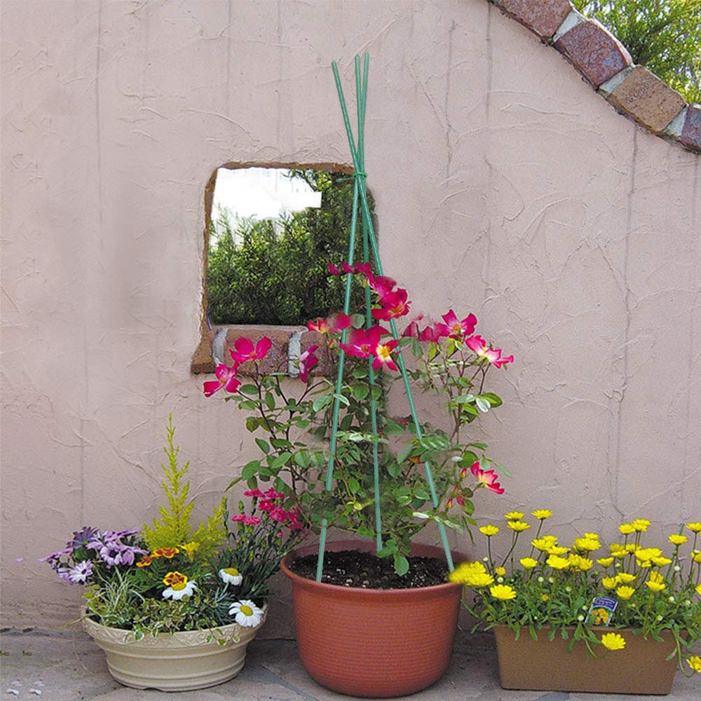 ZCINT 4 Ft Outdoor Garden Vegetable Cages for Climbing Plants, Large Obelisk Support with Adjustable Rings, Set of 4