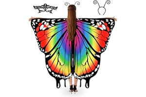 Tibeha Halloween Butterfly Wings for Women - Girls Kid Adult Costume Cape, Mask, Antenna Headband