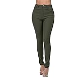 High Waisted-Rise Colored Stretch Skinny Destroyed Ripped Distressed Jeans for Women Olive Mustard RED