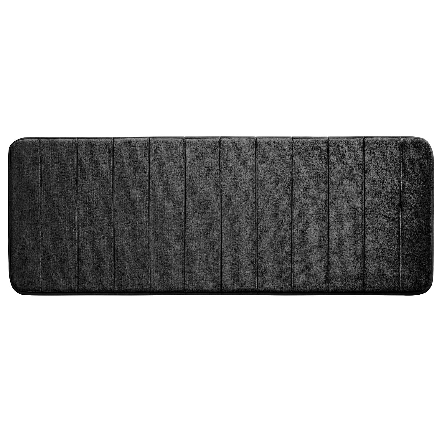 MIULEE Memory Foam Bath Mats Non Slip Bathroom Mat Bath Rug Shower Mat Coral Fleece Softness Highly Absorbent Washable Rug Bath Mats for Bathroom Kitchen Entrance 45x120 cm Black