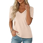 Sweetyweee Women's Nursing Breastfeeding Shirts with Hidden Zipper Maternity V Neck Short Sleeve Tops Loose Pregnancy Tees