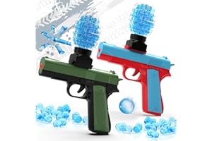 QOGELY 2 Pack Gel Ball Blaster Guns, Small Manual Splat Orby Gun, Gel Splatter Blaster for Adults, Outdoor Activities Shooting Games for Backyard, Garden& Lawn, Ages 14 & Up (Blue + Green)