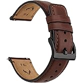 Fullmosa Leather Watch Bands for Men, 22mm 20mm 18mm Quick Release Watch Bands Strap - Burnished Band Vintage Wristband with Stainless Steel Metal Clasp