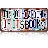 TREEPERI Vintage License plate Wall Decor Metal Sign Tin Signs for Bar Home Bedroom Garage - It's Not Hoarding If It's Books
