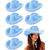 Tarpop Cowboy Hat Boa Cowgirl Hat with Feather for Women Bachelorette Western Wedding Party Costume Accessories