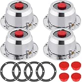 CheeMuii 4 Pack 343-4195 Trailer Hub Caps Kit Replace for Stemco 343 4195 | Aluminum Trailer Hub Oil Caps with Extra Rubber Plugs and Gaskets 4195 Semi Trailer Hub Cap 343 4195 Hubcaps for Trailer Axle